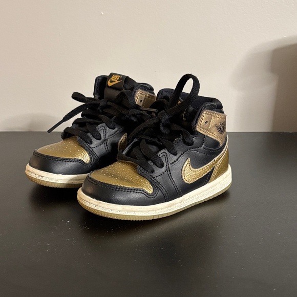 Nike Other - Nike Kids Black and Gold High-Top Sneakers - Jordan 1 Retro